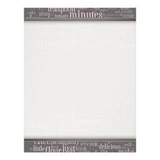 Culinary Terms Word Cloud Writing Paper Personalized Letterhead