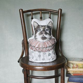 anthopormophic cat cotton cushion by kayleigh radcliffe
