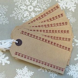 heart stitched gift tags by becky broome