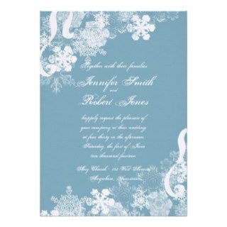 Winter Blue and White Snowflake Wedding Invitation