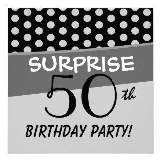 50th Surprise Birthday Polka Dot Pattern Custom Announcements