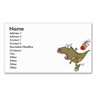 silly t rex dinosaur dodging meteor cartoon business cards