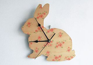 vintage style rose bunny clock by studio thirty two