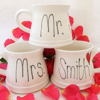 handmade personalised wedding mugs by the handmade mug company