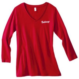 Missys 3/4 Sleeve Red V Neck T Shirt