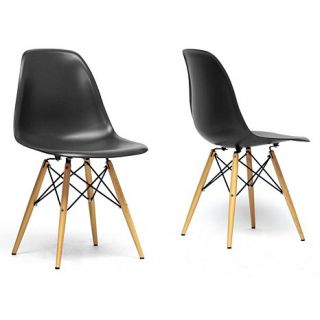 Azzo Black Plastic Modern Shell Chair   Set of 2
