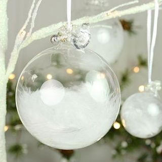 round glass feather bauble by lisa angel homeware and gifts