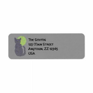 Lucky Black Cat And The Moon Art Address Labels