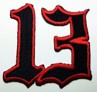 Red&black Number 13 Patches 6x5.8 Cm Sew/iron on Patch to Cloth, Jacket, Jean, Cap, T shirt and Etc.