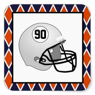 Navy Blue, Orange & White Football Sticker