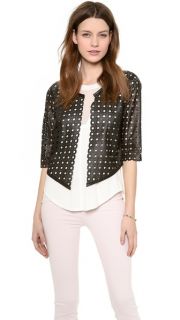 Milly Perforated Leather 3/4 Sleeve Jacket
