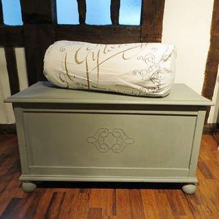 vintage painted wooden blanket box by my little vintage attic