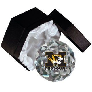 NCAA Missouri University Tigers logo on a 4 Inch High Brillance Diamond Cut Crystal Paperweight  Sports Fan Paper Weights  Sports & Outdoors