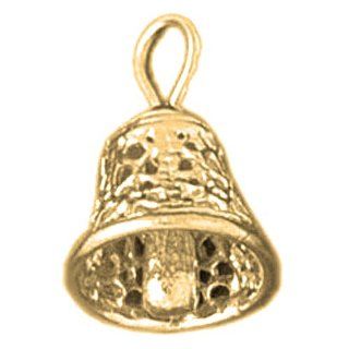 Gold Plated 925 Sterling Silver 3 D Bell Pendant Jewelry