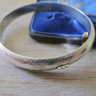 vintage engraved sterling silver bangle by ava mae designs