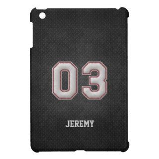 Number 03 Baseball Stitches with Black Metal Look iPad Mini Cover
