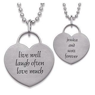Everscribe Titanium Engraved Heart Charm Sentiment Necklace Jewelry Products Jewelry