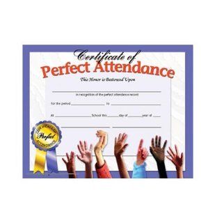 HAYES Perfect Attendance Certificates 30 Count Pack  Blank Certificates 