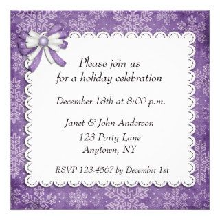 Purple Snowflakes Holiday Invitation