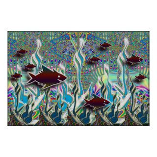 Fish in a Surrealistic Ocean Print