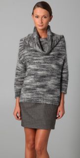 Lela Rose Ombre Stripe Cowl Neck Sweater