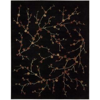 Chambord Cherry Blossom Black Rug (7'9 x 10'10) Nourison 7x9   10x14 Rugs