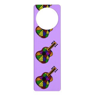Colorful Guitar Folk Art Design Door Hangers