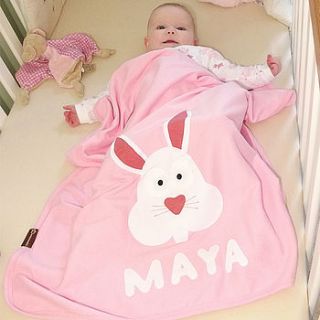 personalised baby bunny blanket by teeny beanies