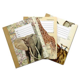 vintage exercise book set animals by the aviary