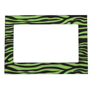 Animal Print, Zebra Stripes   Black Green Photo Frame Magnet