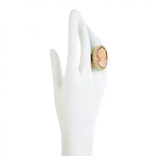 AMEDEO NYC® "Lucrezia" 30mm Cornelian Cameo Bold CZ Frame Ring