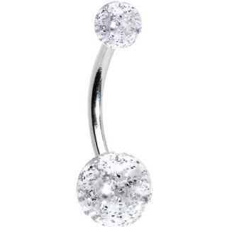 Clear Acrylic Ball Glitter Belly Ring Jewelry