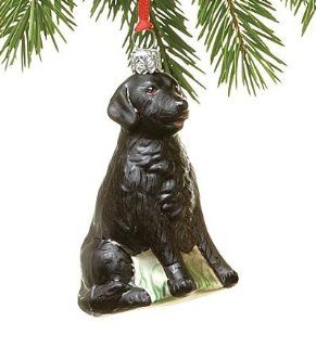 Hand Painted Assorted Glass Dog Ornaments in Black Lab   Decorative Hanging Ornaments