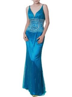 landybridal Women's Spaghetti Straps Floor length Evening Dress FA0018 Blue US4