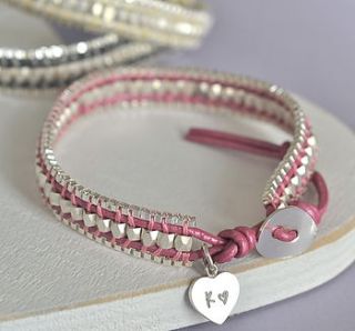 personalised metallic leather wrap bracelet by lily belle