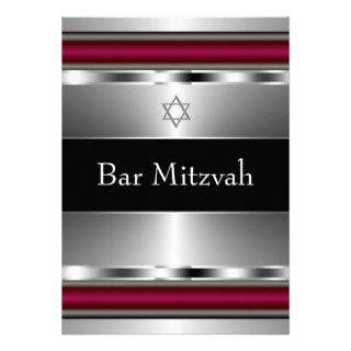Black Red Star of David Bar Mitzvah Template Custom Invitations