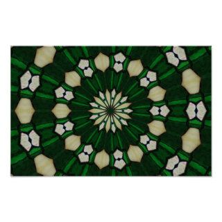 Emerald and Ivory Radial Glass Print