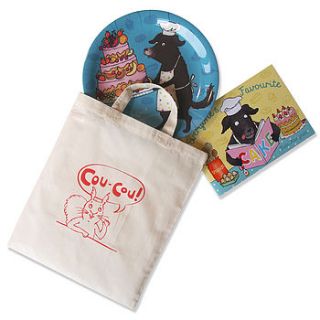 dave dog child's book and plate gift set by cou cou