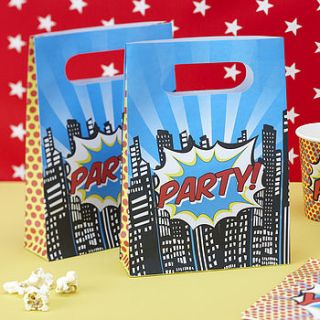 pop art superhero paper party bags by ginger ray