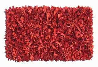 Shop Leather Shaggy Red 21"x33" Scatter Rug at the  Home Dcor Store