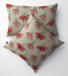 irish linen hand printed cushions echinacea by trisha needham
