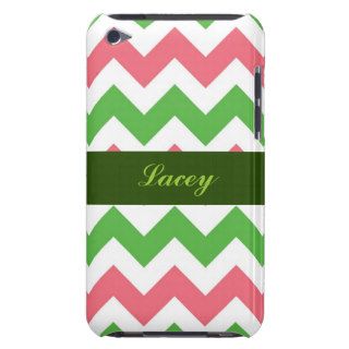 personalized green pink chevron iPod touch case