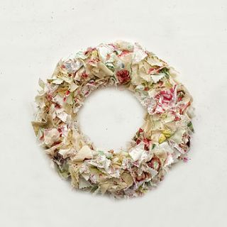faded floral designer fabric country wreath  by west country whimsy