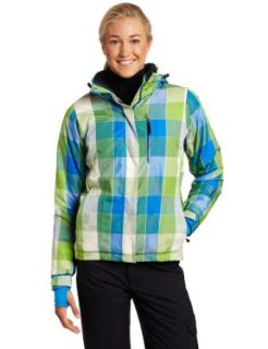 Sunice Women's Miata Insulated Ski Jacket (Capri Blue/Green Plaid, 8)  Sports & Outdoors