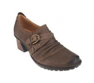 Earth Waft Leather Shootie w/ Ruching and Side Buckle —