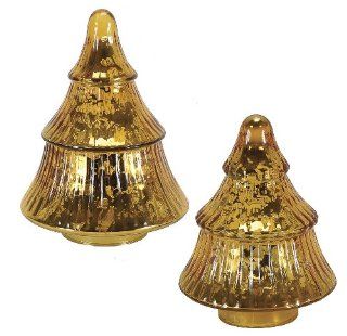 Mercury glass Christmas tree set/2 in gold  