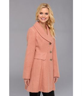 Kenneth Cole New York Single Breasted Button Front Boucle Coat