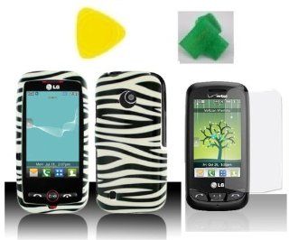 BUNDLE LG 505c Zebra + Yellow Pry + Extreme Band + LCD SCREEN PROTECTOR Straight Talk NET 10 Design HARD Case Cover Protector Accessory LG 505C LG505C LG 505 C Cell Phones & Accessories