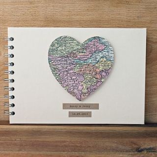 personalised vintage map guest/baby book by posh totty designs interiors