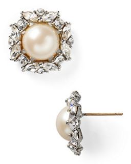 Carolee Lux Pearl and Glass Stone Button Earrings's